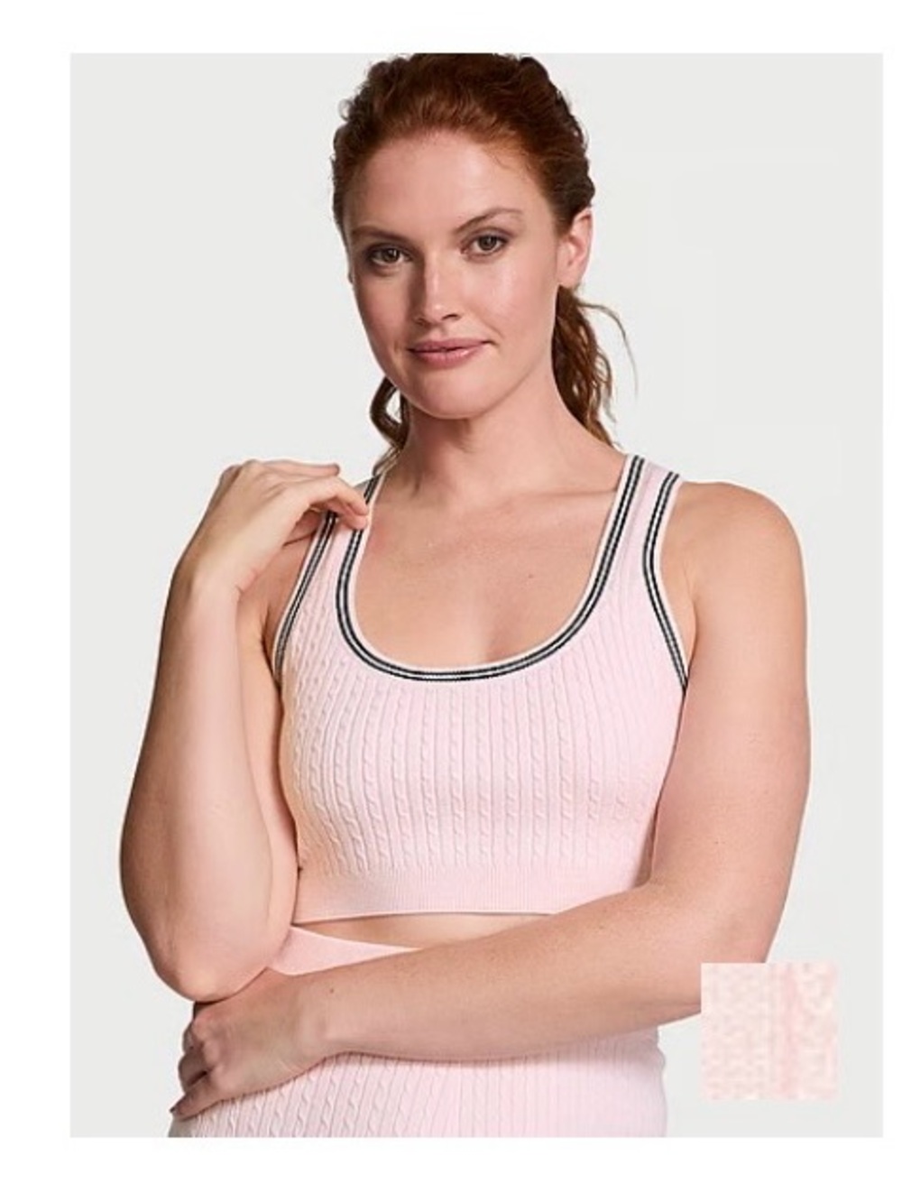 Victoria's Secret Ribbed Scoop Bralette in Pale Pink with Contrast Trim